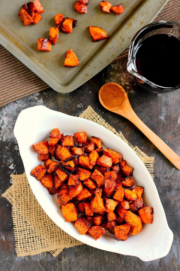 Roasted Maple Cinnamon Sweet Potatoes - Pumpkin 'N Spice
