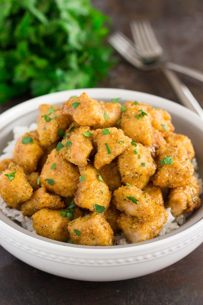 baked honey garlic chicken in a bowl