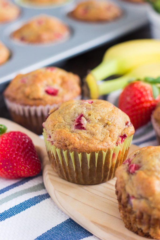 shot of strawberry banana muffin