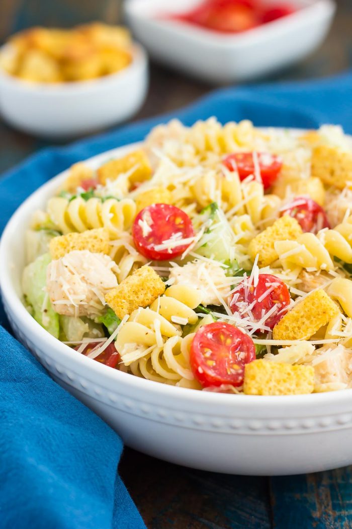 Chicken Caesar Pasta Salad (Quick & Easy!) - Pumpkin 'N Spice