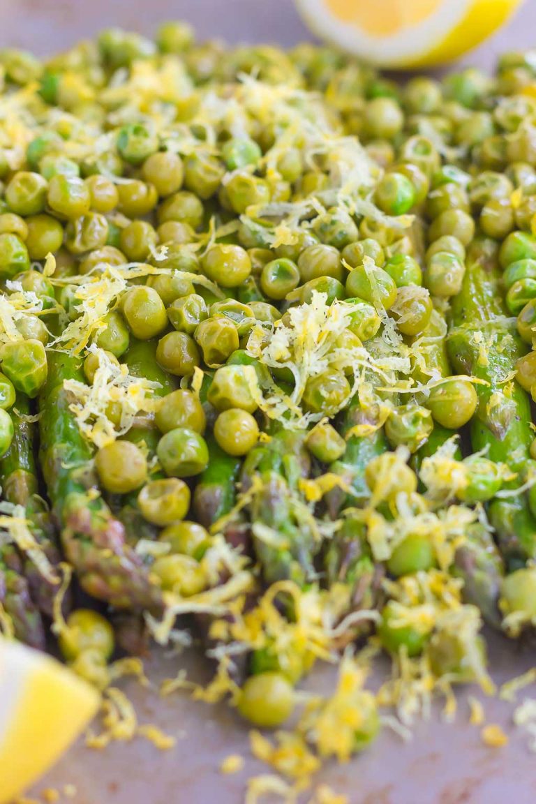 Roasted Asparagus and Peas with Lemon - Pumpkin 'N Spice