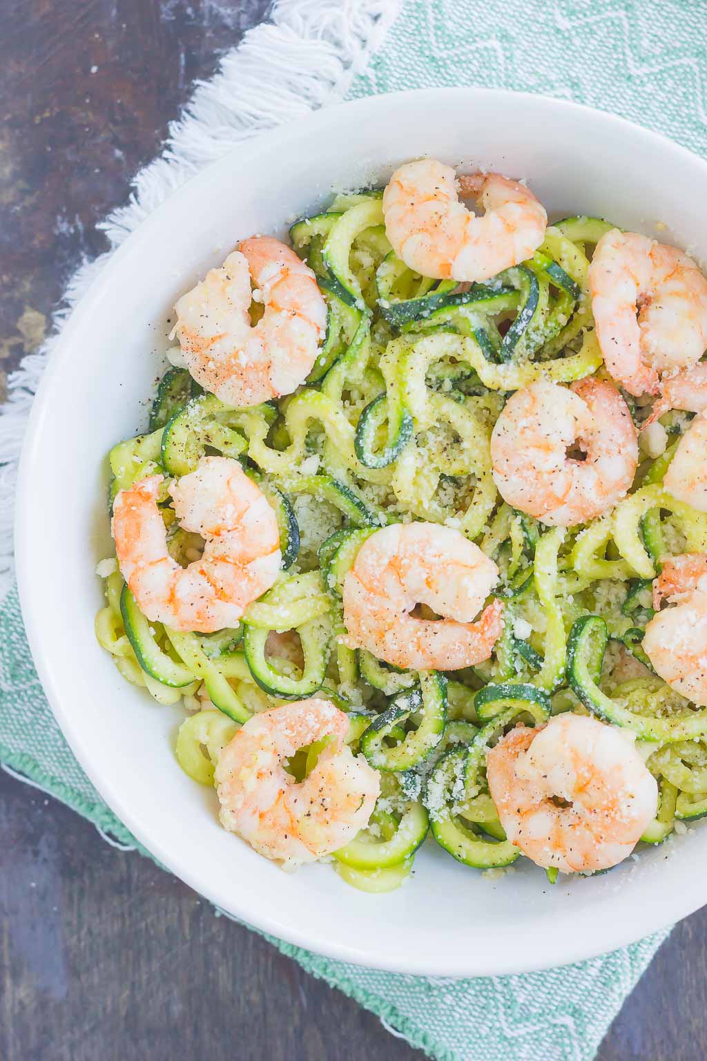 Garlic Parmesan Zoodles and Shrimp (Low-Carb!) - Pumpkin 'N Spice