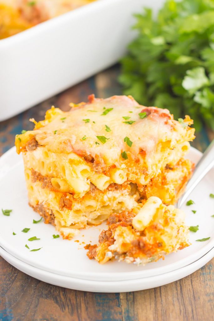 ziti on a white plate