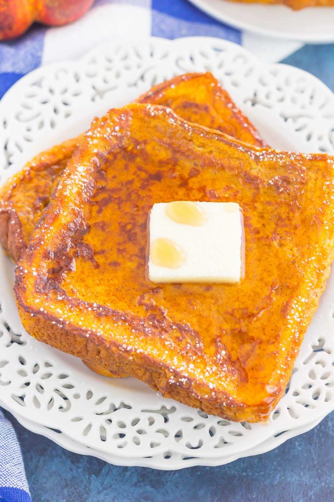 close up of slices of pumpkin french toast