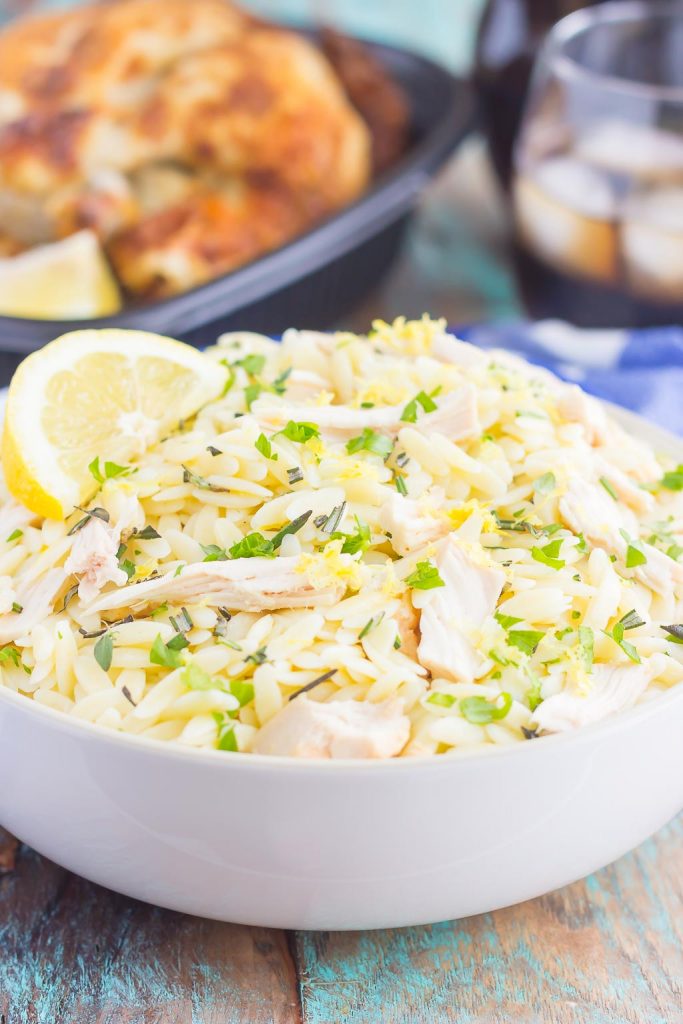 Lemon Orzo Salad (with Chicken!) - Pumpkin 'N Spice