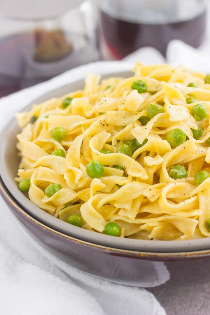 Buttered Egg Noodle Side Dish With Peas Pumpkin N Spice