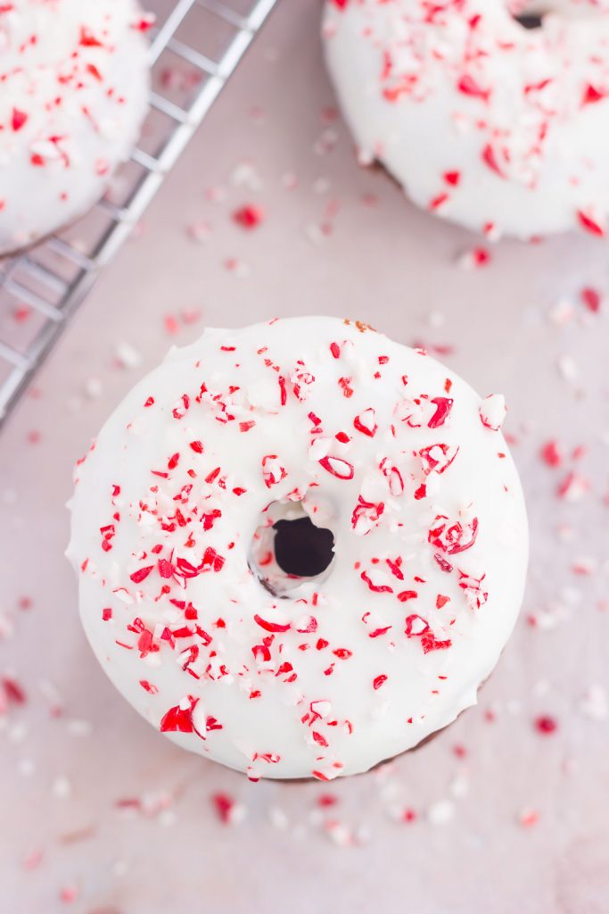 top down shot of a christmas donut