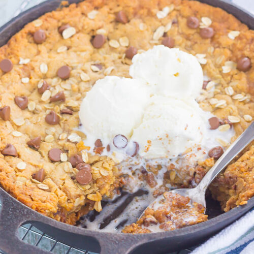 Peanut Butter-Chocolate Skillet Cookie Recipe