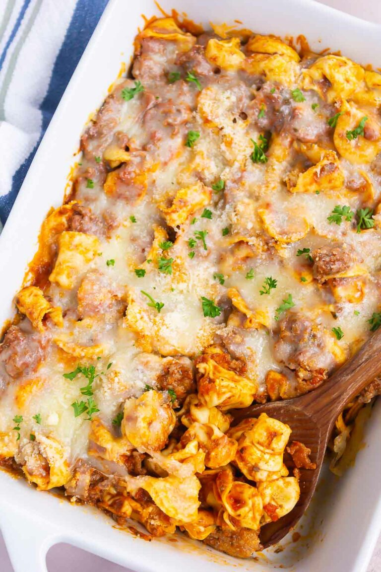 Easy Cheesy Baked Tortellini with Meat Sauce Pumpkin 'N Spice