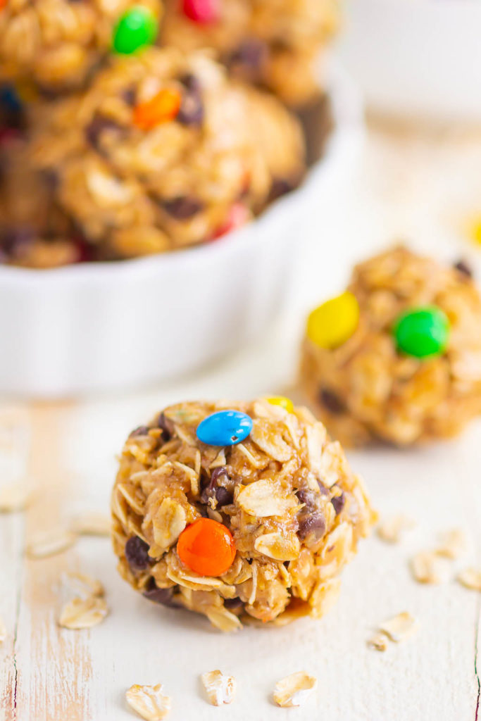 No Bake Monster Cookie Energy Bites - Pumpkin 'N Spice