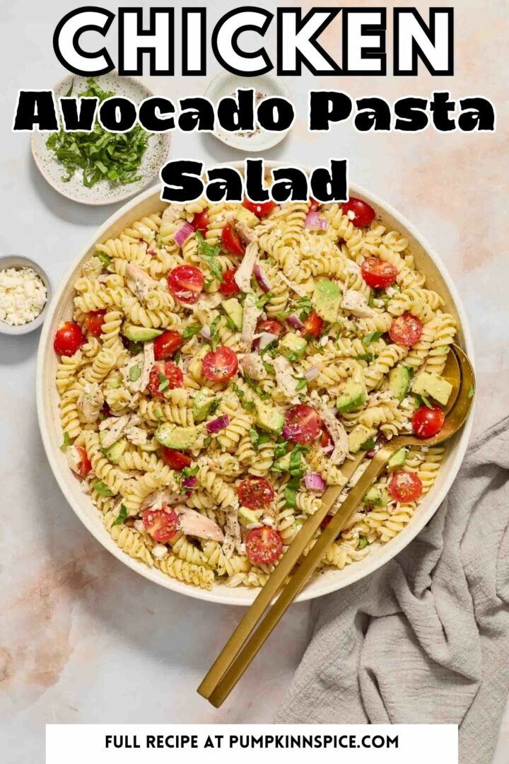 pasta salad in a white bowl