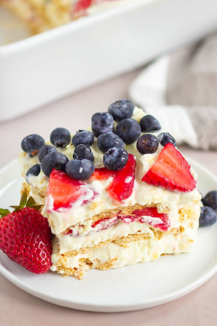 icebox cake on a white plate