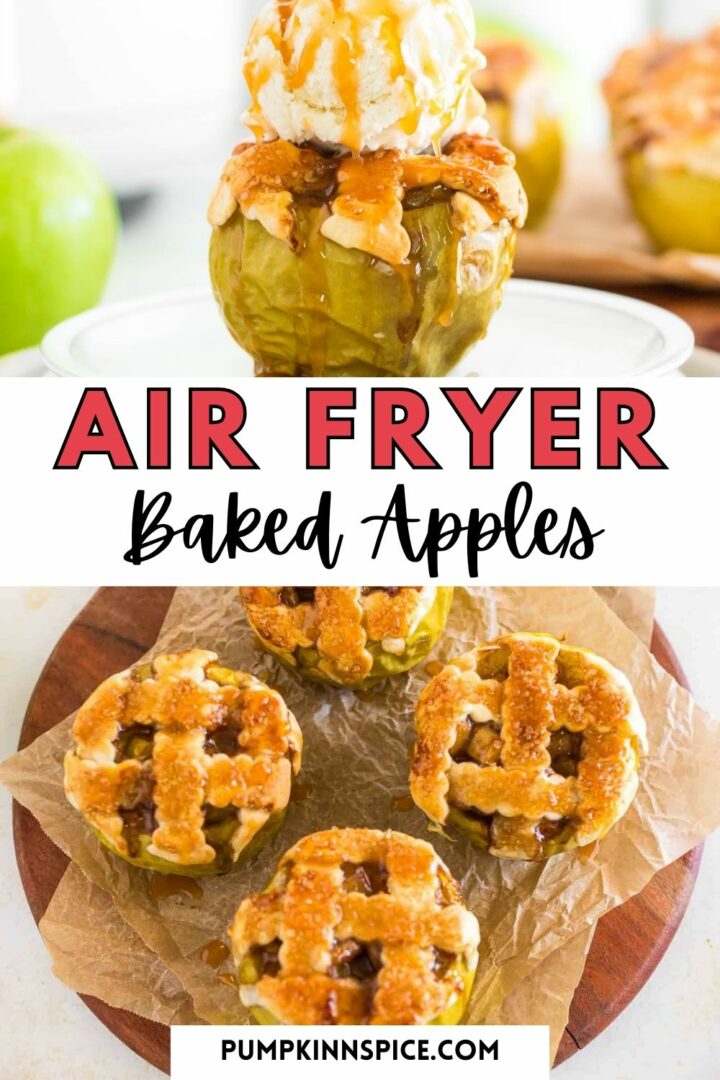 baked apples on a wooden board