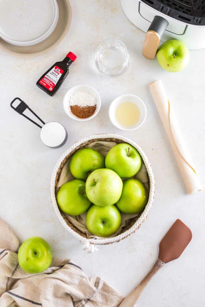 apple ingredients on a white surface