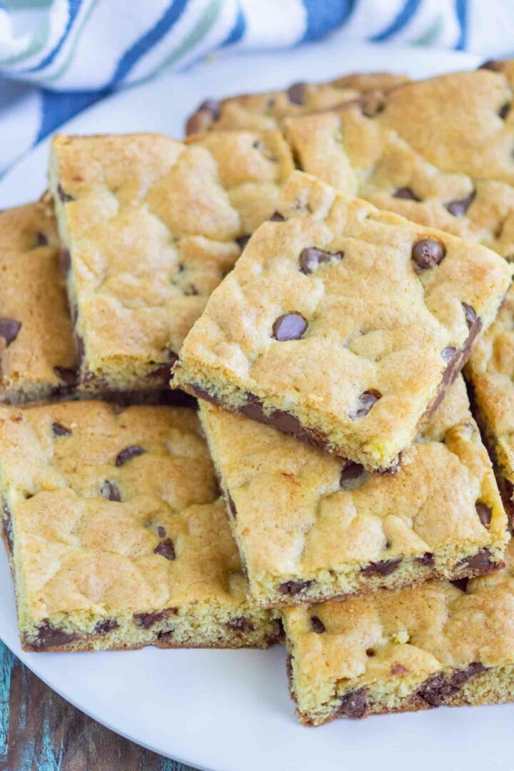 cookie bars on a white plate