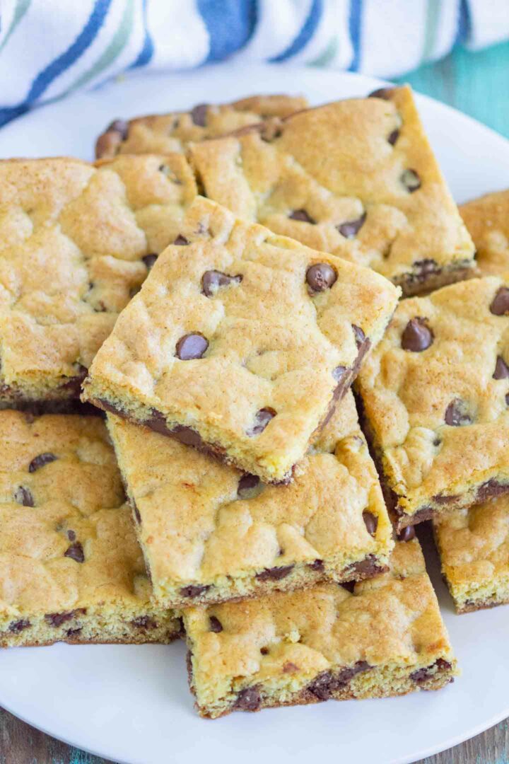 cookie bars on a white plate