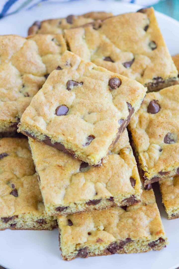 cookie bars on a white plate