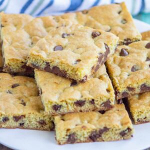 cookie bars on a white plate