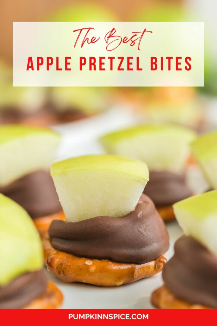 apple pretzel bites on a white surface