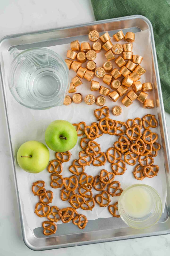 ingredients on a grey baking pan