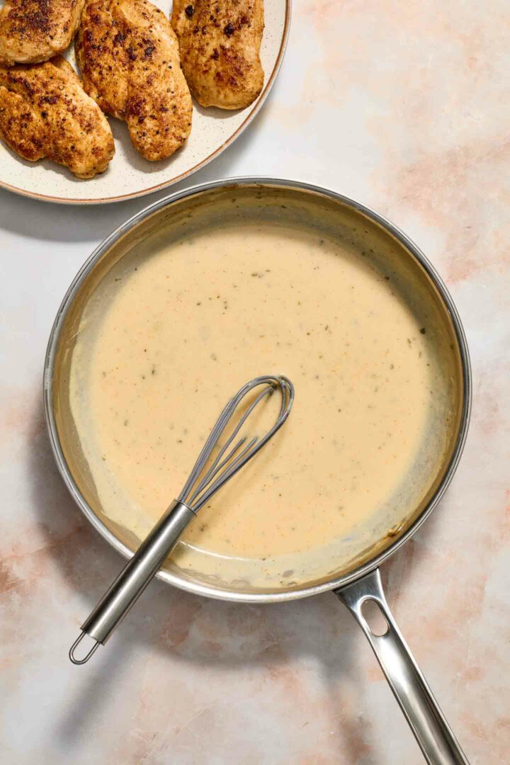 ranch cream sauce in a skillet