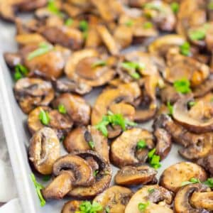 mushrooms on a sheet pan