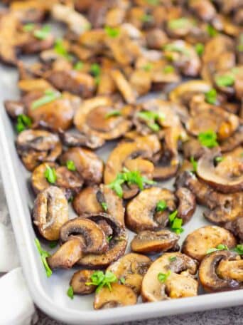 mushrooms on a sheet pan