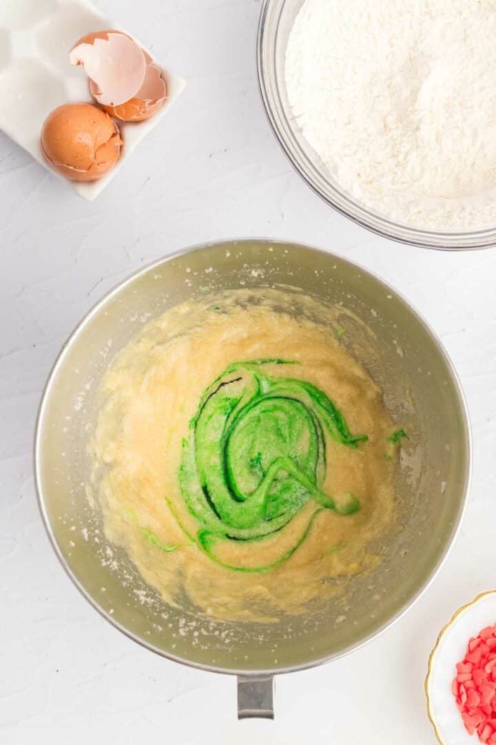 green food coloring added to cookie dough