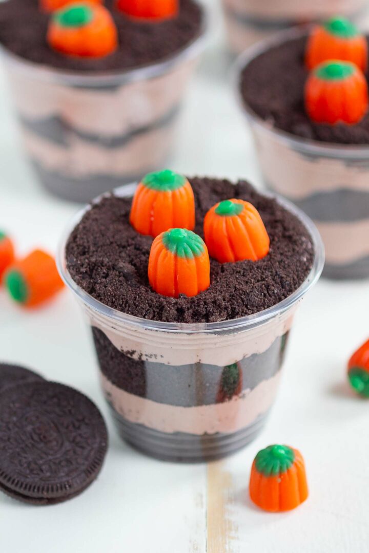 dirt cups on a white surface