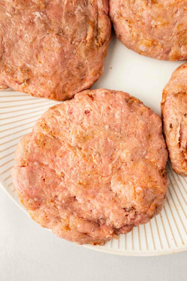 ground turkey shaped into burger patties